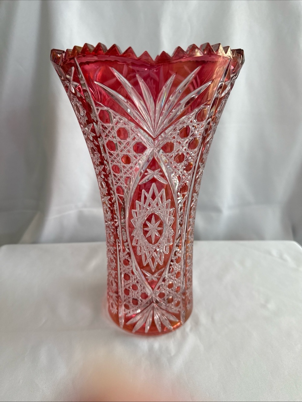 Vintage Cristal D'Arques Durand Chesnay Rubis Cut to Clear Crystal Vase 11" - Picture 2 of 10